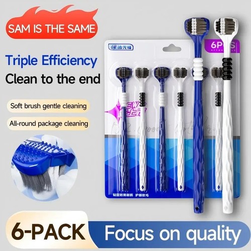 New manual toothbrush 6pcs - 3d,