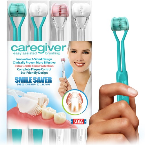 Caregiver sided toothbrush - caregiver, 3-sided